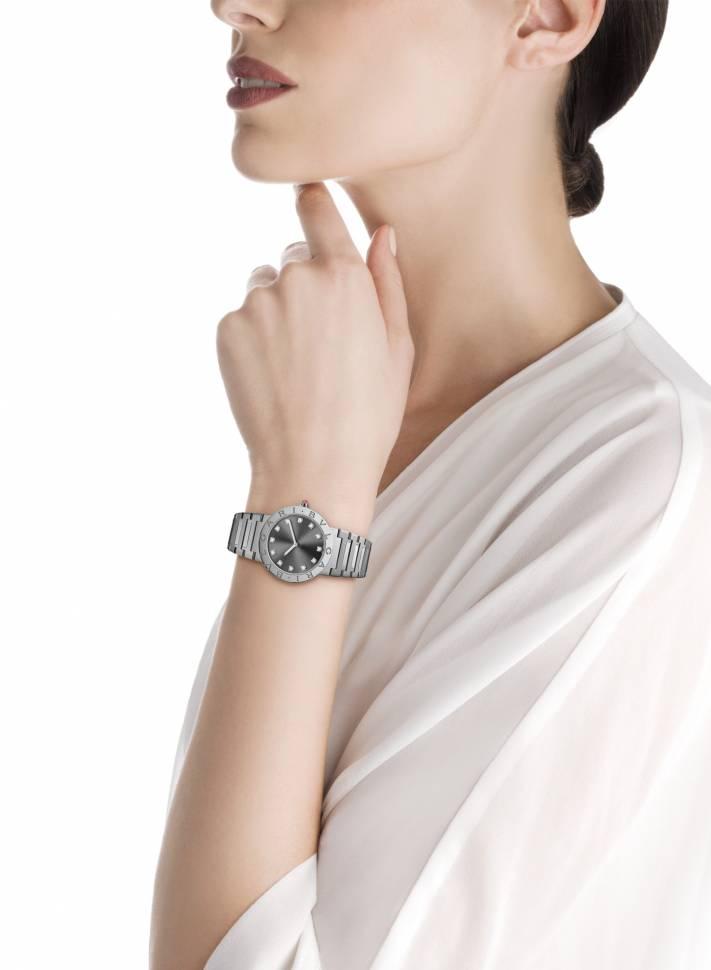 Stainless Steel Bvlgari Bvlgari 33mm Black Diamond Dot Dial Ladies Watch